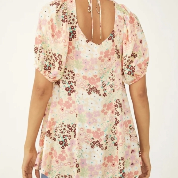 NWT Free People Callie Printed Floral Tunic Blouse Vintage Combo Feminine Small - Picture 2 of 10